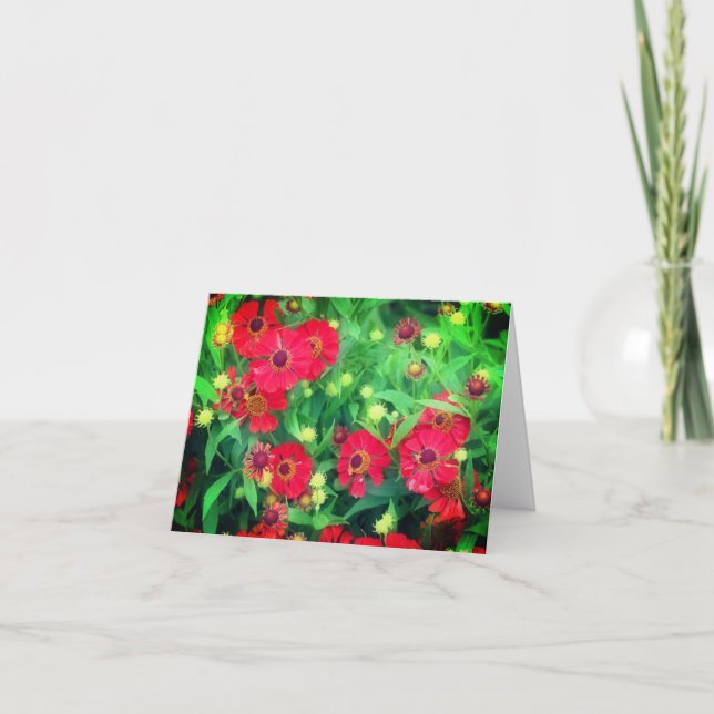 Remerciements Carte de note vierge Flower Red Zinnia (Devant)