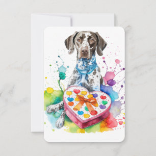 Remerciements Carte de note Watercolor German Shorthair Heart Bo