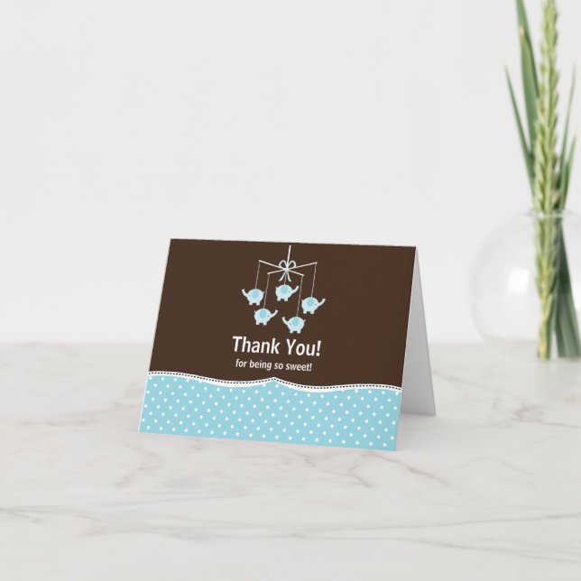 Remerciements Carte de notes Blue & Brown Mobile Thank you (Devant)