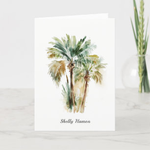 Remerciements Carte de notes de palmiers à aquarelle tropicale