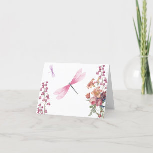 Remerciements Carte de notes des libellules et des fleurs aquare