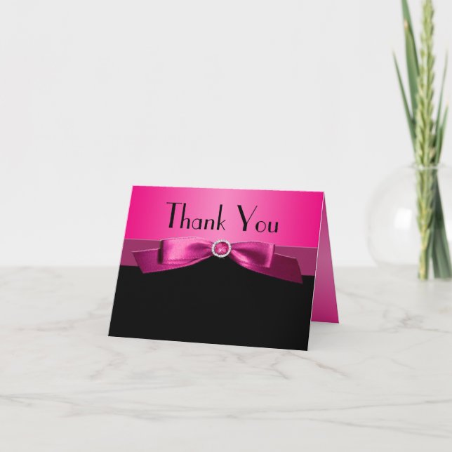 Remerciements Carte de notes Hot Rose et Black Thank you (Devant)