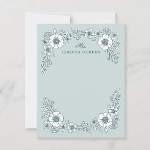 Remerciements Carte de papeterie florale en fleurs vintages - Tu