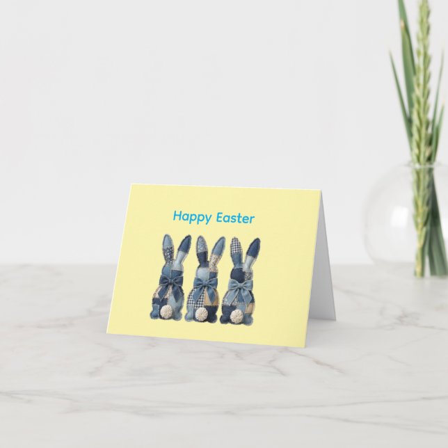 Remerciements Carte de Pâques joyeuse avec des lapins mignons en (Devant)