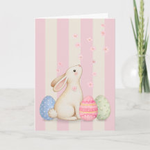Carte de Pâques Lapin de printemps et œufs rayures