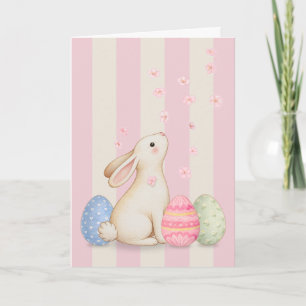 Remerciements Carte de Pâques Lapin de printemps et œufs rayures