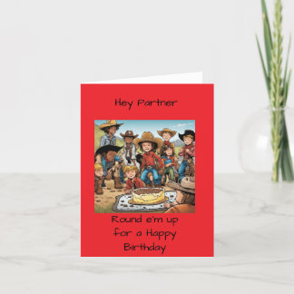 Remerciements Carte de partenaire pour l'anniversaire du cow-boy