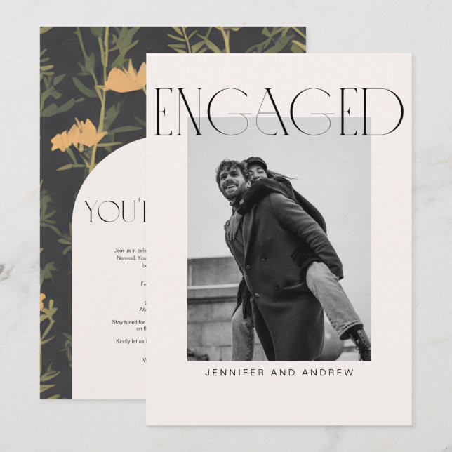 Remerciements Carte de partie Boho Engagement Moderne (Devant / Derrière)