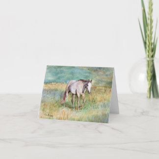 Remerciements Carte de peinture à l'aquarelle Cheval Blanc Art é