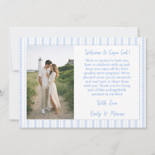 Remerciements Carte de photo de sac de bienvenue de mariage bleu