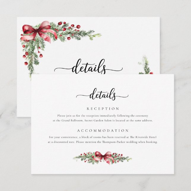 Remerciements Carte de pièce pour Noël d'hiver (Devant / Derrière)