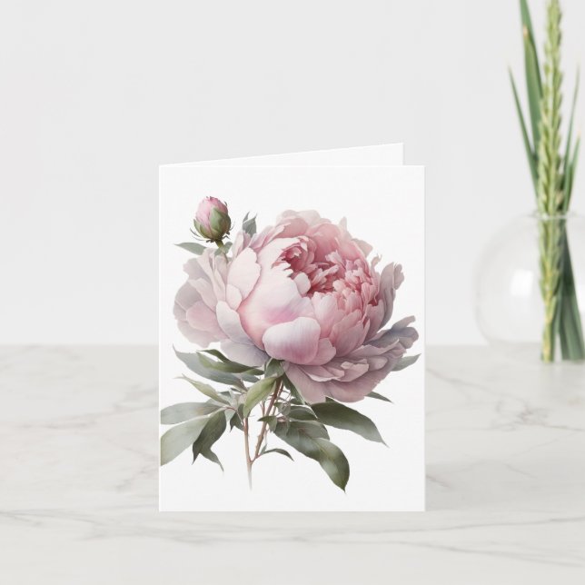 Remerciements Carte de pivoine à floraison rose (Devant)