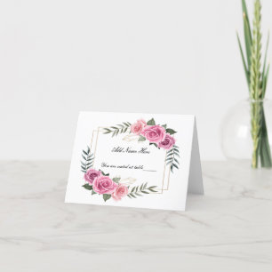 Remerciements Carte de place de table pliée rose géométrique