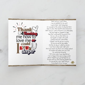 Remerciements Carte de poésie de connexion d'amour de l'âme plié