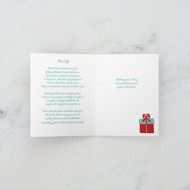 Remerciements Carte de poésie de Noël (Intérieur)