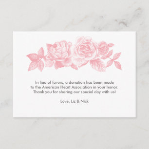 Remerciements Carte de préférence croquis rose en rose