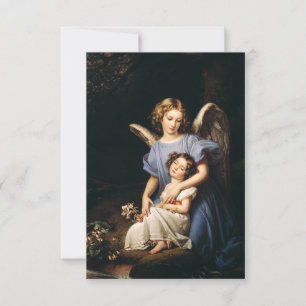 Remerciements Carte de prière Ange Gardien avec Enfant