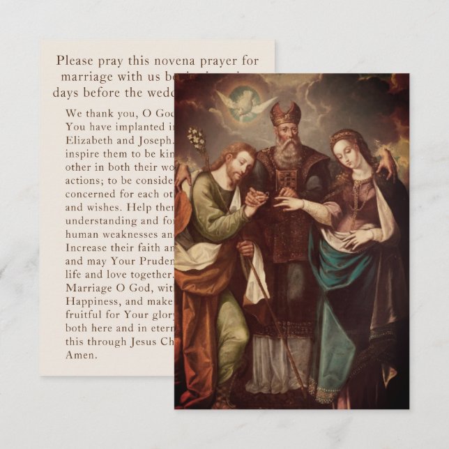 Remerciements Carte de prière de Mariage catholique vintage (Devant / Derrière)