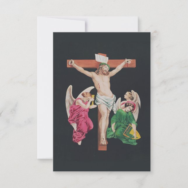 Remerciements Carte de prière dévotionnelle Crucifixion avec des (Devant)