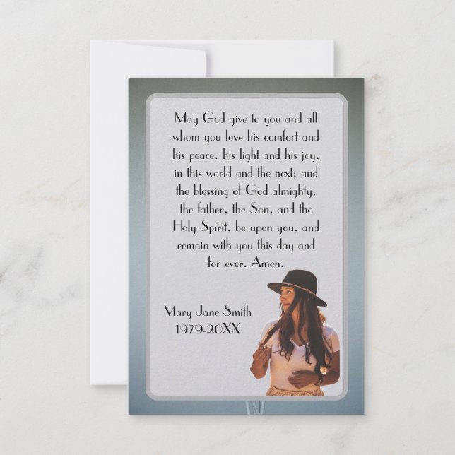 Remerciements Carte de prière plate (Dos)