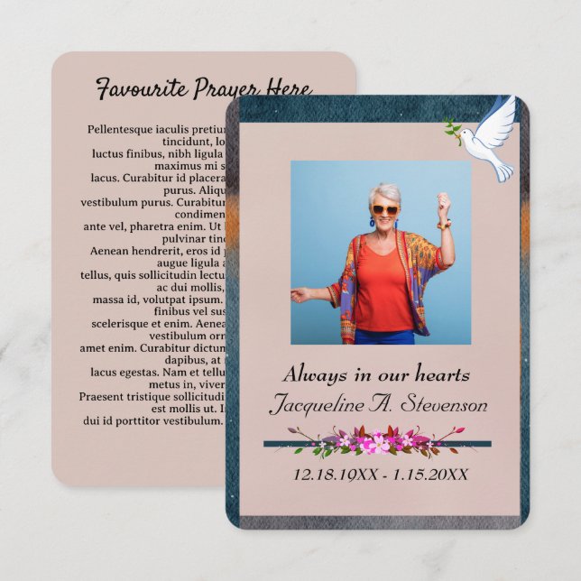 Remerciements Carte de prière pour la célébration de la vie (Devant / Derrière)