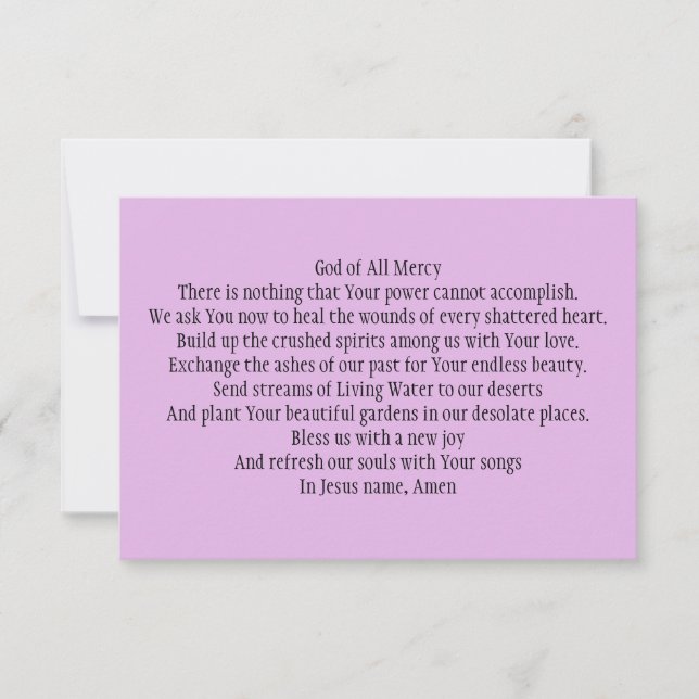 Remerciements Carte de prière pour la guérison des coeurs brisés (Devant)