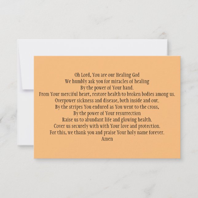 Remerciements Carte de prière pour la guérison et la santé (Devant)