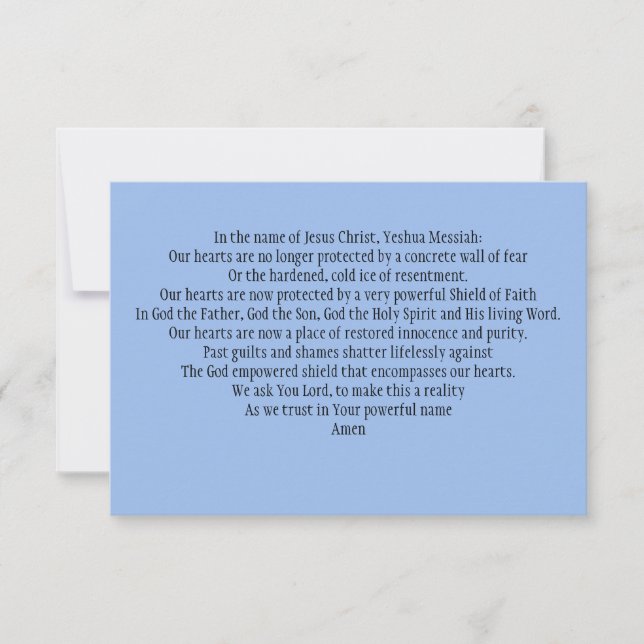 Remerciements Carte de prière : Pour renforcer nos boucliers de  (Devant)