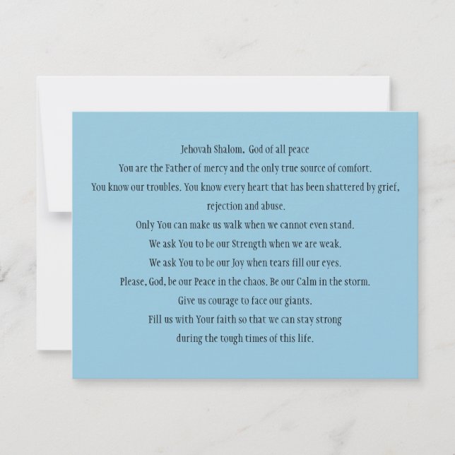 Remerciements Carte de prière "Une prière pour la paix" (Devant)