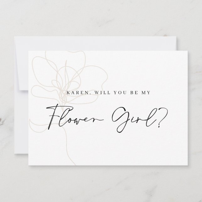 Remerciements Carte de proposition de fille Rose illustrée (Devant)