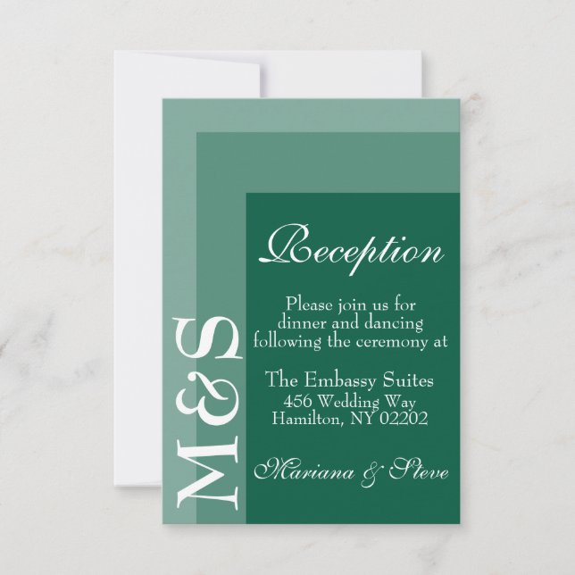 Remerciements Carte de réception Emerald Green Modern Wedding (Devant)