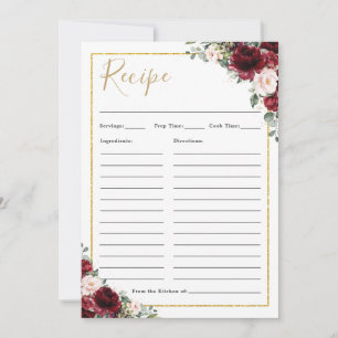 Remerciements Carte de recette Burgundy Blush Rose Floral Bring