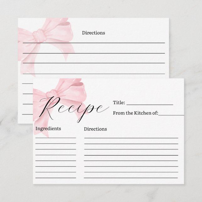 Remerciements Carte de recette de Fête des mariées Bow rose (Devant / Derrière)