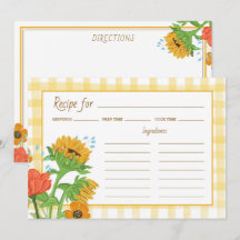 Carte de recette de tournesol à carreaux de campag