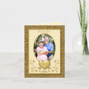 Remerciements Carte de remerciement 50 ans Ivory et Gold Floral