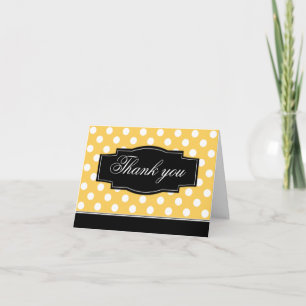 Remerciements Carte de remerciement à cadre noir et pois jaunes