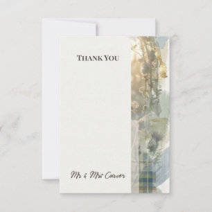 Remerciements Carte de remerciement à motif tartan aquarelle