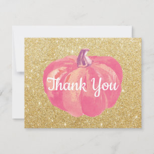 Remerciements Carte de remerciement à paillettes dorées et roses