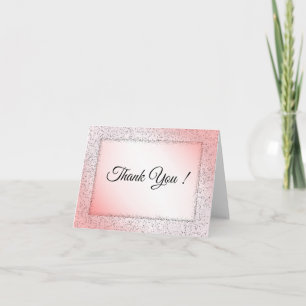 Remerciements Carte de remerciement à paillettes Rose Poussiéreu