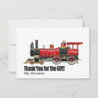 Carte de remerciement à plat de train vintage esth