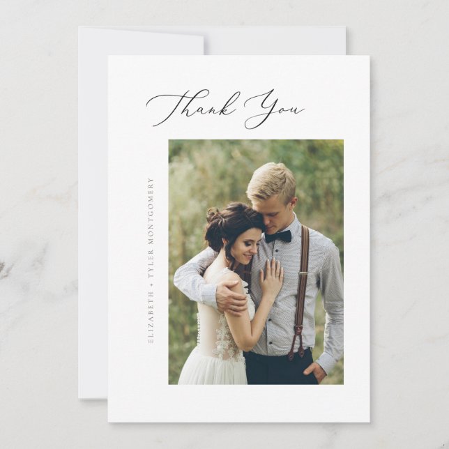 Remerciements Carte de remerciement à plat écriture élégante (Devant)