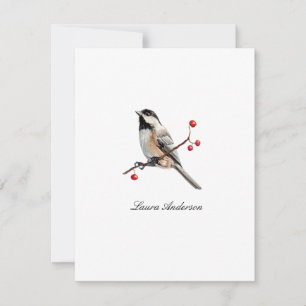 Remerciements Carte de remerciement à plat oiseau mésange aquare