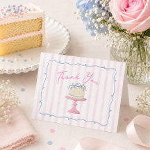 Carte de remerciement à thème gâteau mignon