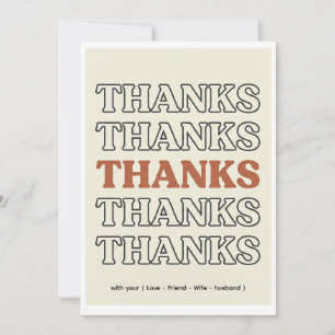 Remerciements Carte de remerciement à typographie empilée Rétro