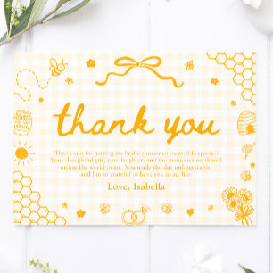 Remerciements Carte de remerciement abeille miel gingham jaune
