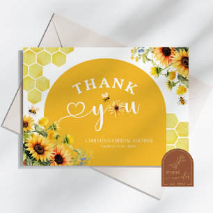Remerciements Carte de remerciement abeille miel tournesol