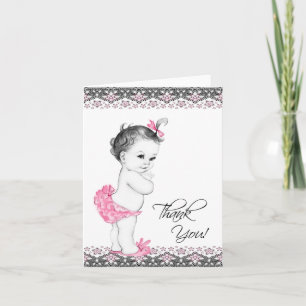 Remerciements Carte de remerciement adorable rose et noir pour b