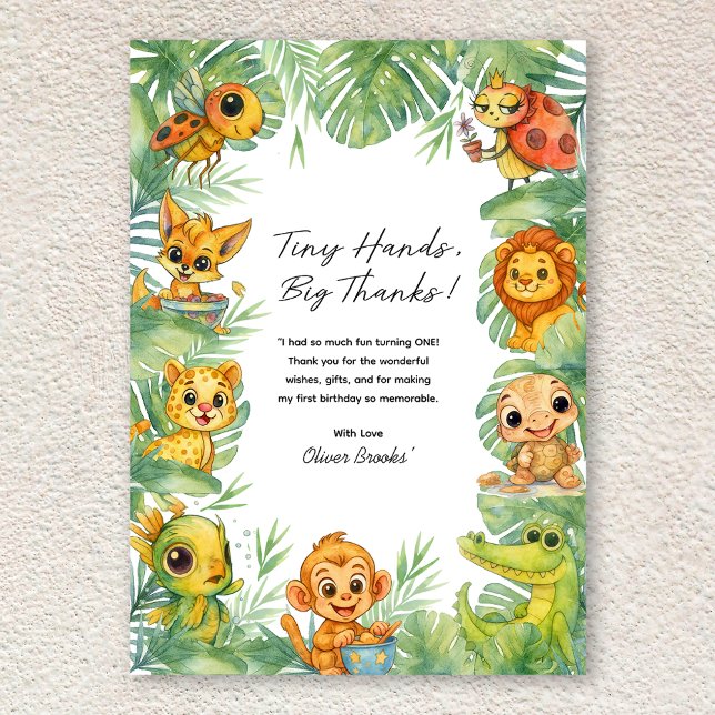 Remerciements Carte de remerciement anniversaire 1 an aquarelle  (Wild One Watercolor 1st Birthday Thank You Card)