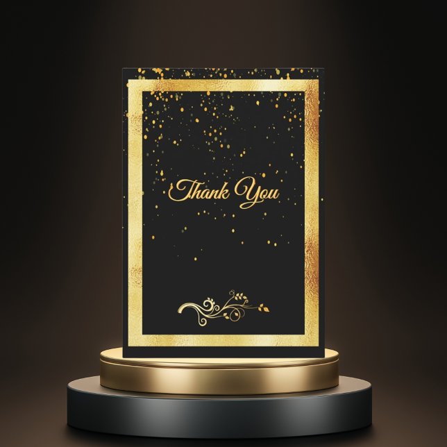 Remerciements Carte de remerciement anniversaire noir confettis  (Créateur téléchargé)