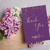 Carte de remerciement anniversaire violet confetti